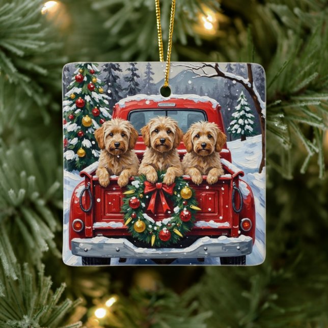Ornamento De Cerâmica Havanese Christmas Red Truck Holiday (Árvore)
