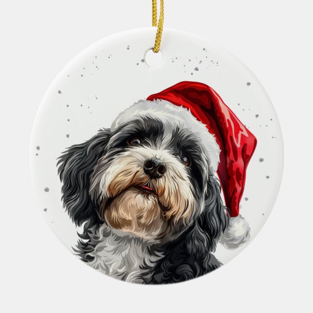 Ornamento De Cerâmica Havanese Dog Christmas Personalized (Frente)