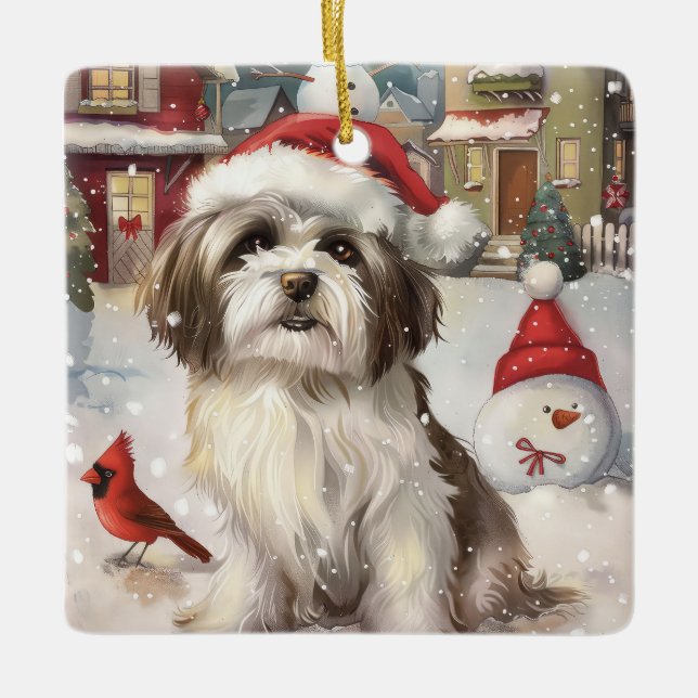 Ornamento De Cerâmica Havanese Winter Wonderland Christmas Joy (Frente)