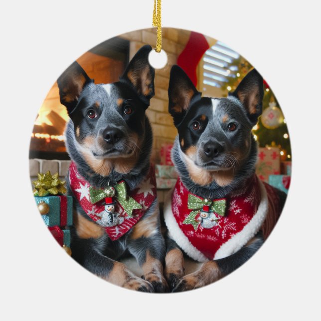 Ornamento De Cerâmica Have a Blue Heeler Christmas! (Traseira)