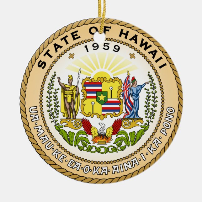 Ornamento De Cerâmica Hawaii State Seal (Frente)