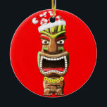 Ornamento De Cerâmica Hawaiian Christmas Santa Tiki<br><div class="desc">Aloha! Add some Hawaiian style to your Christmas celebrations with this Hawaiian Tiki statue with a Santa Hat on.
This is the perfect Christmas gift for anyone who is taking a Xmas vacation in Hawaii,  or lives on the Hawaiian Islands.
Mele Kalikimaka! Which means Merry Christmas in Hawaiian. Mahalo!</div>