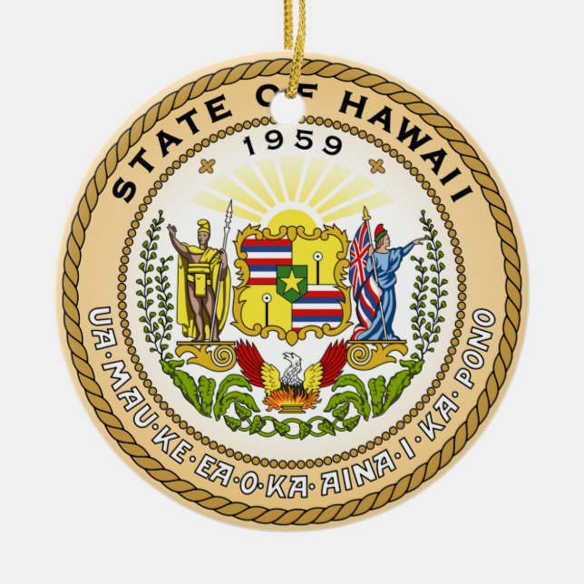 Ornamento De Cerâmica Hawaiian State Seal (Frente)