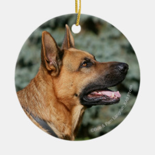 Ornamento De Cerâmica Headshot 1 do german shepherd