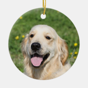 Ornamento De Cerâmica Headshot 1 do golden retriever