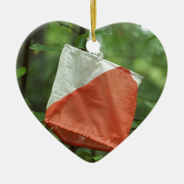 Ornamento De Cerâmica Heart Ornament - orienteering flag (Frente)