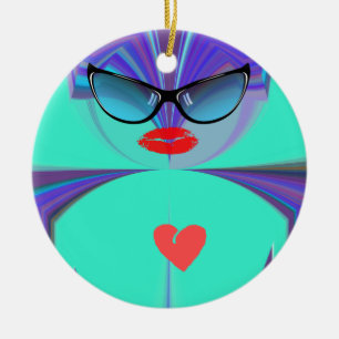 Ornamento De Cerâmica Heart Selfie