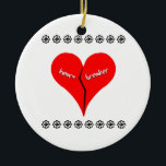 Ornamento De Cerâmica Heartbreaker<br><div class="desc">A broken heart with the words Heartbreaker bordered with small funky flowers. Choose from gifts such as Heartbreaker mugs, Women's,  Adult,  Jr.'s, kids and infants sizes.</div>
