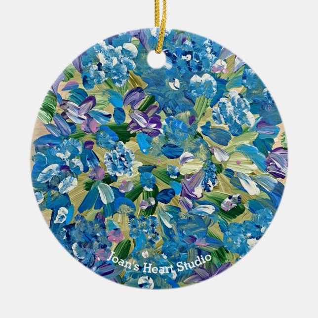 Ornamento De Cerâmica Heartfelt Hydrangea Ornaments (Frente)