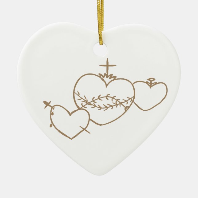 Ornamento De Cerâmica Hearts Rosary Christmas Ornament (Frente)