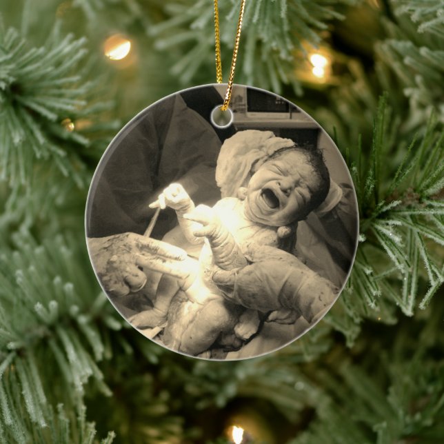 Ornamento De Cerâmica Heartwarming hospital newborn photo Christmas tree (Árvore)