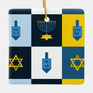 Ornamento De Cerâmica hebraico hanukkah do colorblock