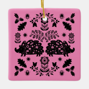 Ornamento De Cerâmica Hedgehog Folk Art