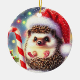 Ornamento De Cerâmica Hedgehog Holiday Hedgie Natal