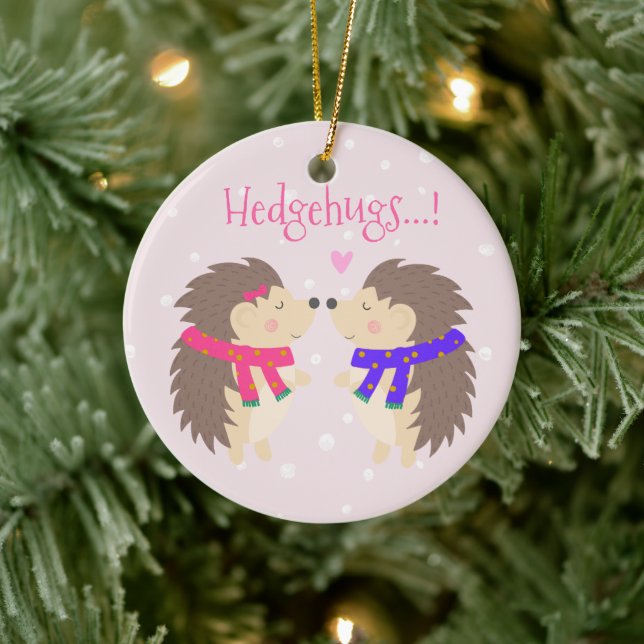 Ornamento De Cerâmica Hedgehugs! Feliz Natal de Hedgehog (Árvore)