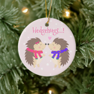 Ornamento De Cerâmica Hedgehugs! Natal bonito do ouriço
