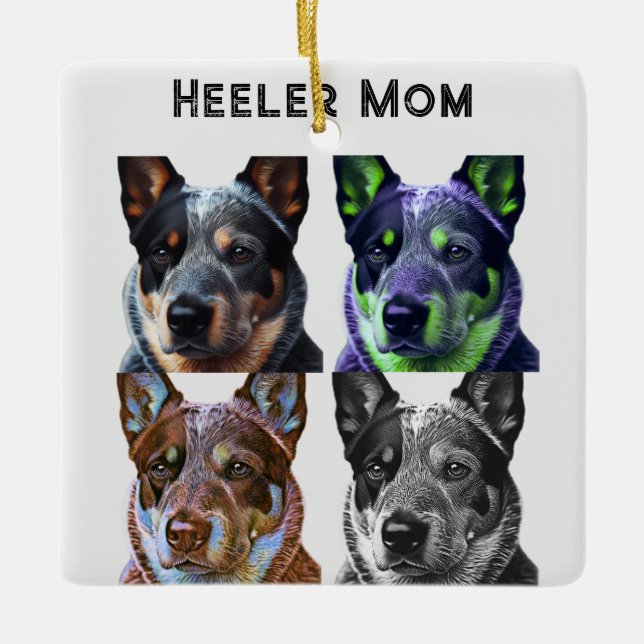 Ornamento De Cerâmica Heeler Mãe Blue Heeler Mãe (Frente)