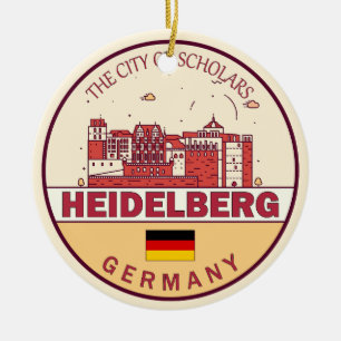 Ornamento De Cerâmica Heidelberg Alemanha City Skyline Emblem