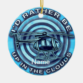 Ornamento De Cerâmica Helicóptero Azul Nuvens 