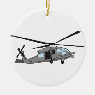 Ornamento De Cerâmica Helicóptero preto do falcão
