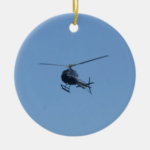 Ornamento De Cerâmica Helicóptero preto pequeno