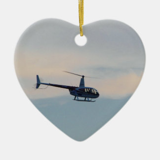 Ornamento De Cerâmica Helicóptero R44 vermelho e branco