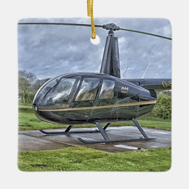 Ornamento De Cerâmica Helicóptero Robinson R44 (Frente)