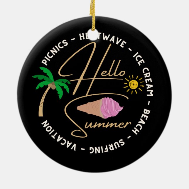 Ornamento De Cerâmica Hello Summer Ornament (Traseira)
