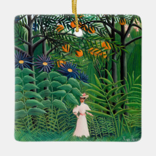 Ornamento De Cerâmica Henri Rousseau - Mulher Caminhando numa Floresta E
