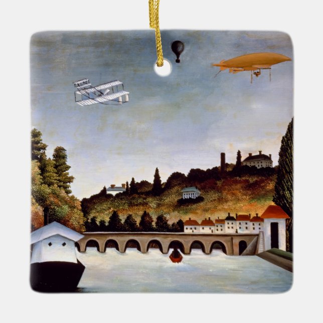 Ornamento De Cerâmica Henri Rousseau - Ponte Sevres e colinas de Clamart (Frente)