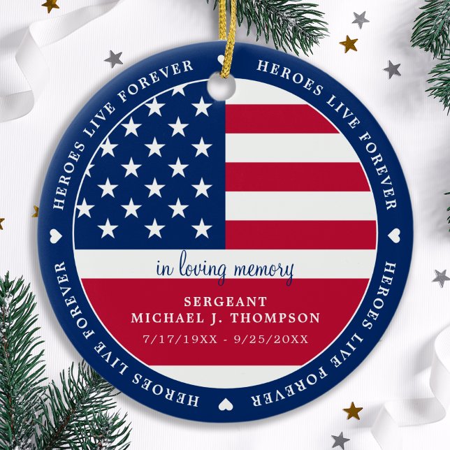 Ornamento De Cerâmica Heróis Vivem para sempre solidário Memorial Milita (Criador carregado)