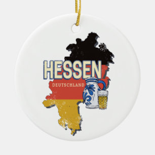 Ornamento De Cerâmica Hesse Alemanha Retrorestadual Mapa Vintage Jug Sou