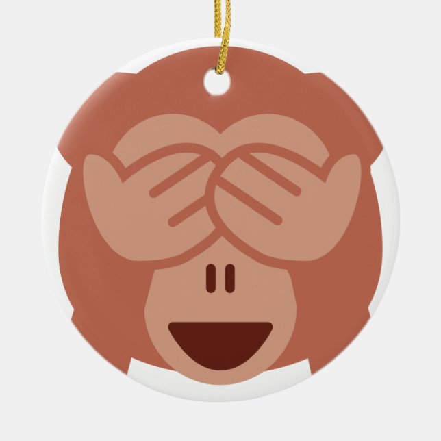 Ornamento De Cerâmica Hide and seek Emoji Monkey (Frente)