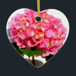 Ornamento De Cerâmica Hídranga cor-de-rosa Elegante<br><div class="desc">Hidrangea rosa romântica elegante - foto de H Cooper</div>