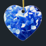 Ornamento De Cerâmica Hídrangas elegantes florais azuis ElegantCobalt<br><div class="desc">Foto romântica de azul-cobalto-roxa-hydrangea,  de H Cooper</div>