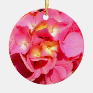 Ornamento De Cerâmica Hidrangea Rosa