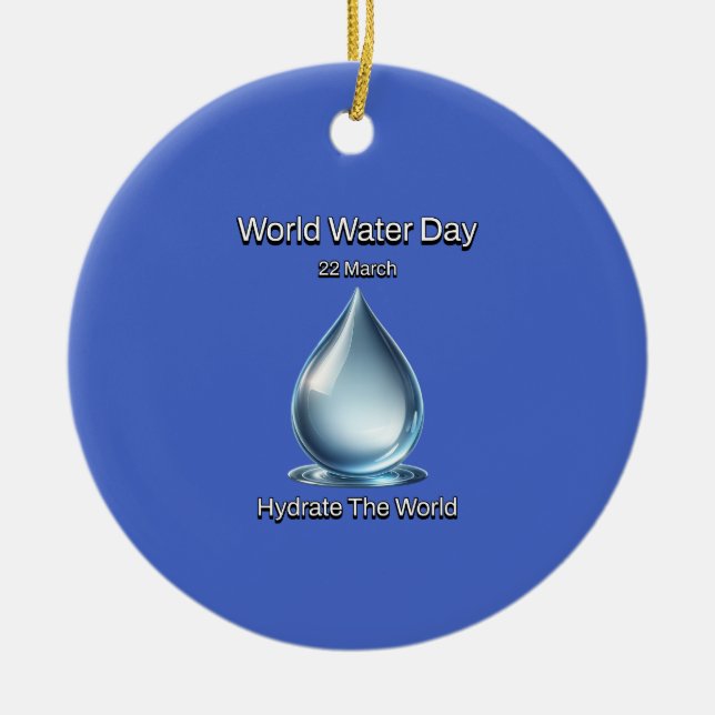 Ornamento De Cerâmica Hidratar o mundo. Dia Mundial da Água. (Frente)
