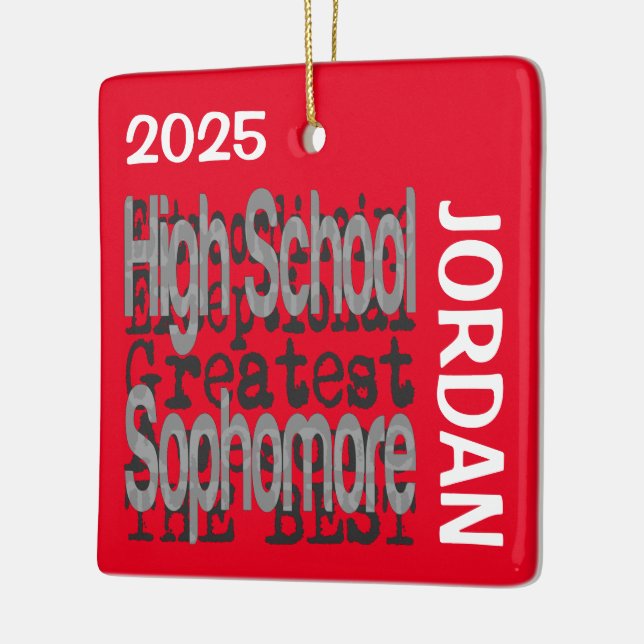 Ornamento De Cerâmica High School Sophomore Extraordinaire CUSTOM (Esquerda)