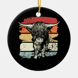 Ornamento De Cerâmica Highland Cow Highland Cows Retro