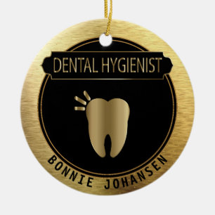 Ornamento De Cerâmica Higienista dental - preto de gama alta e ouro