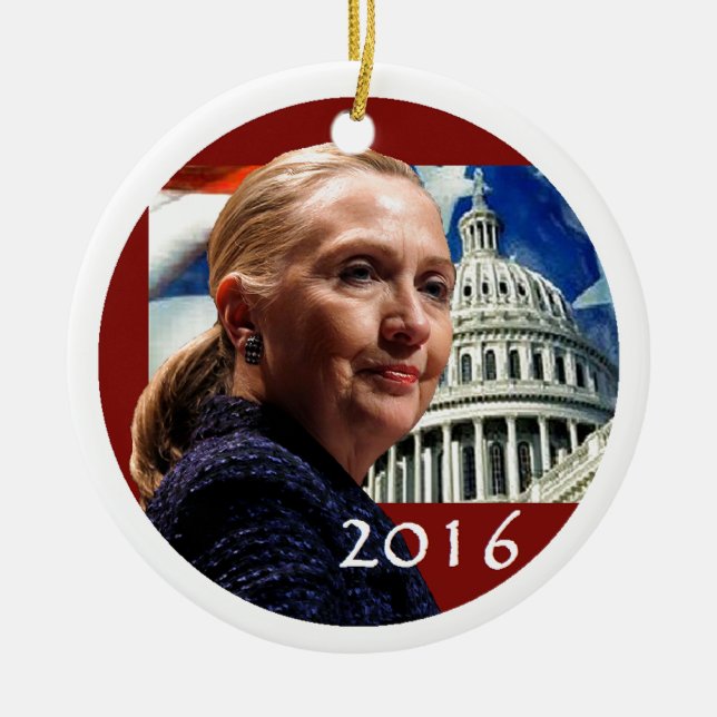 Ornamento De Cerâmica Hillary 2016 (Frente)