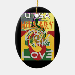 Ornamento De Cerâmica Hillary EUA Presidente Fortaleza Juntos ouro verme