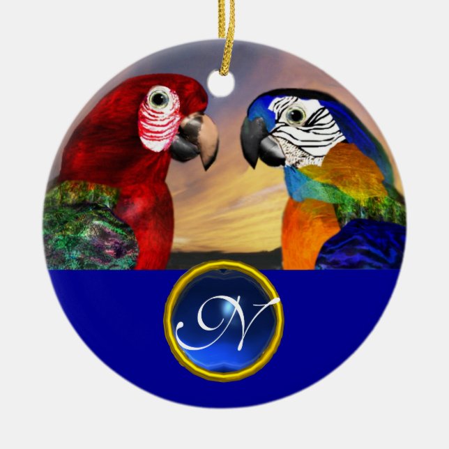 Ornamento De Cerâmica HIPER PARROGES BLUE SAPPHIRE GEM MONOGRAM Love (Frente)