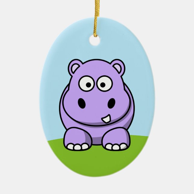 Ornamento De Cerâmica Hipopótamo Lavanda Fofo (Frente)