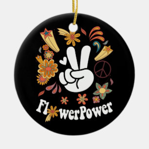 Ornamento De Cerâmica Hippie Groovy FllowerPower Woodstock Paz Boêmia