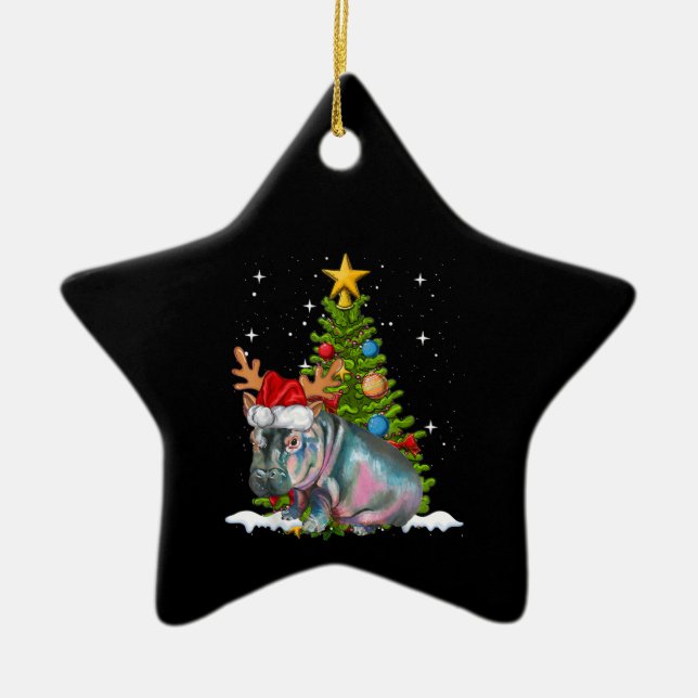 Ornamento De Cerâmica Hippo Fiona Christmas Tree Hippopotamus (Frente)