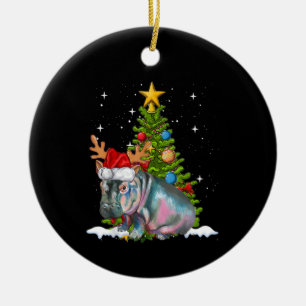 Ornamento De Cerâmica Hippo Fiona Christmas Tree Hippopotamus