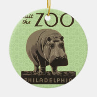 Hippopotamus vintage hippo zoo poster wpa