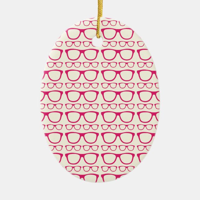 Ornamento De Cerâmica Hipster de Eyeglass Retro Cute (Frente)