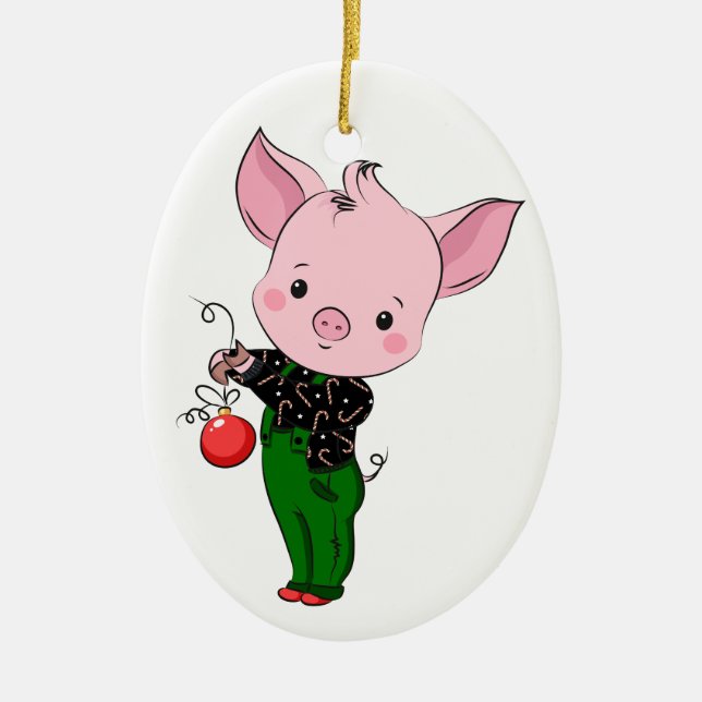 Ornamento De Cerâmica hipster de natal (Frente)